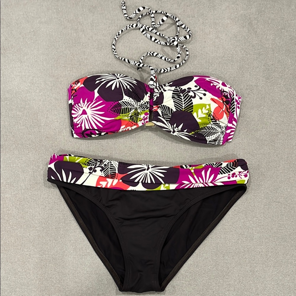 Burgundy and Purple Bikini Set with Twist Detail
